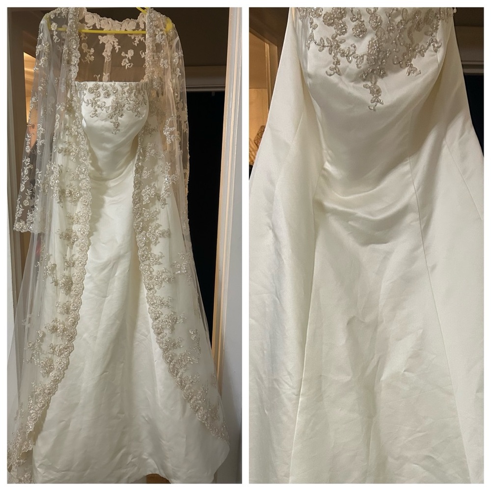 David’s Bridal Wedding Gown & Beaded Over Jacket